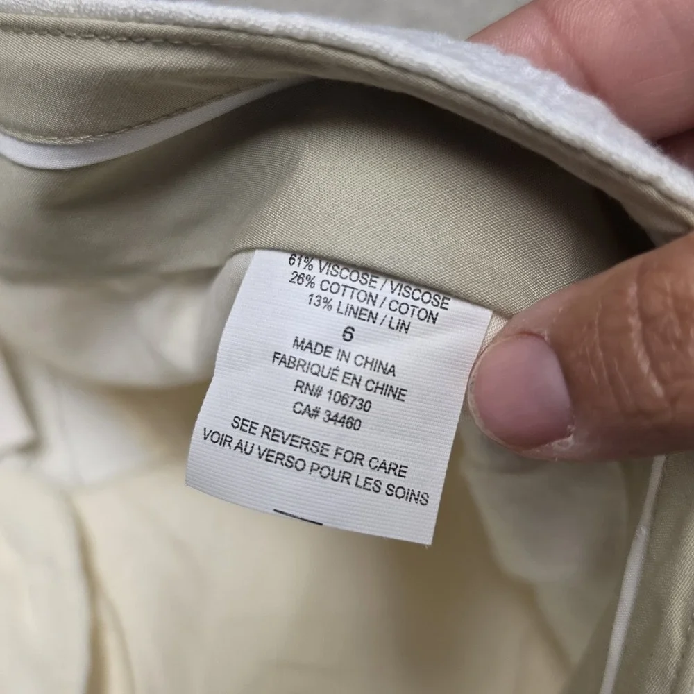 NWT Vince Pintuck Jacquard White Cotton Linen Blend Shorts Size 6 $245 - Picture 7 of 9